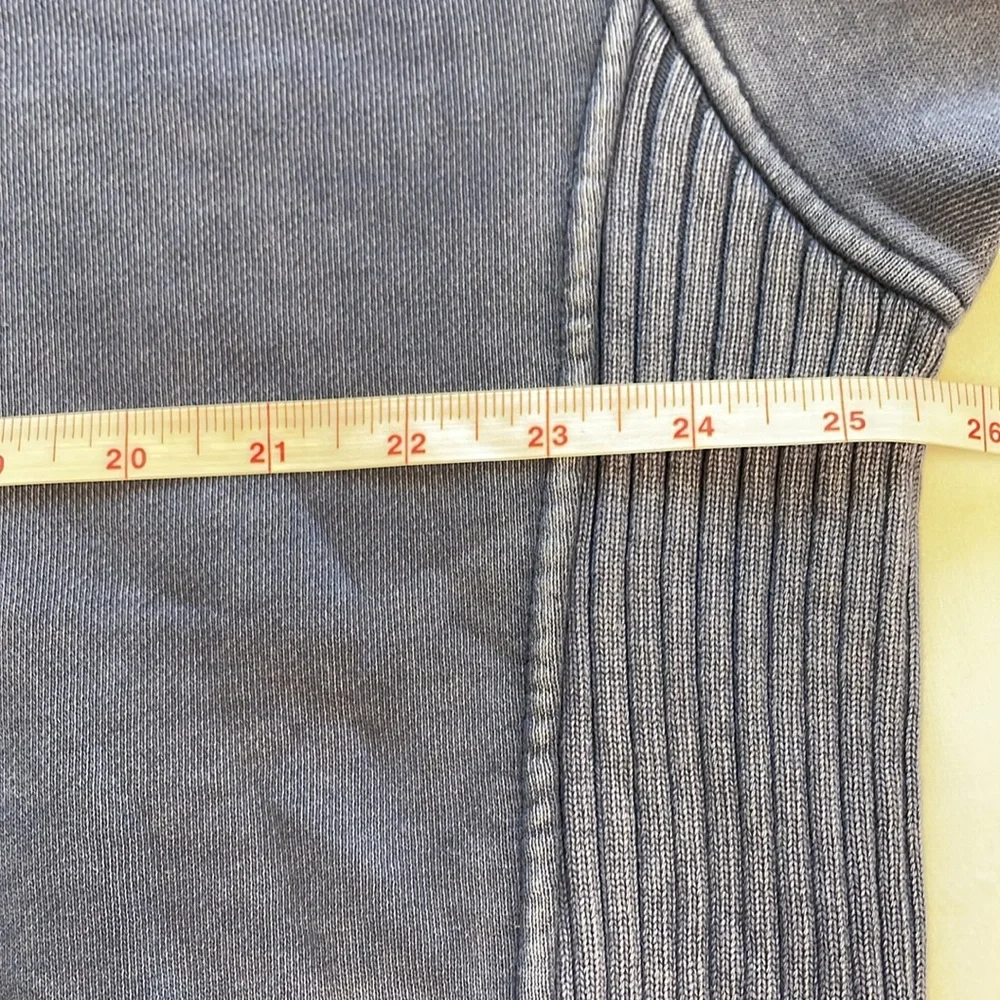 AERIE Down-To-Earth Crewneck Sweatshirt Checked Out Faded Blue Ribbed Oversize S - Picture 11 of 15